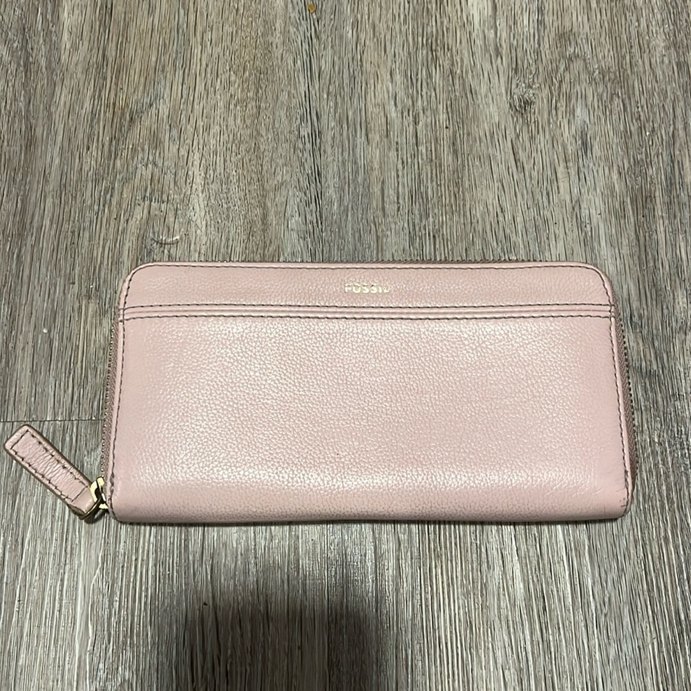 Fossil Pink Leather Zip-Around Wallet​